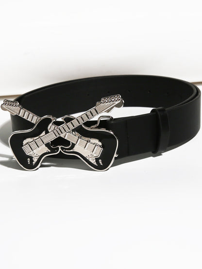 Streetwear Guitar Pu Leather Alloy Women's Leather Belts