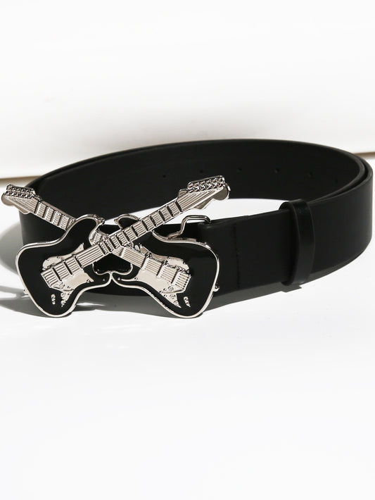 Streetwear Guitar Pu Leather Alloy Women's Leather Belts