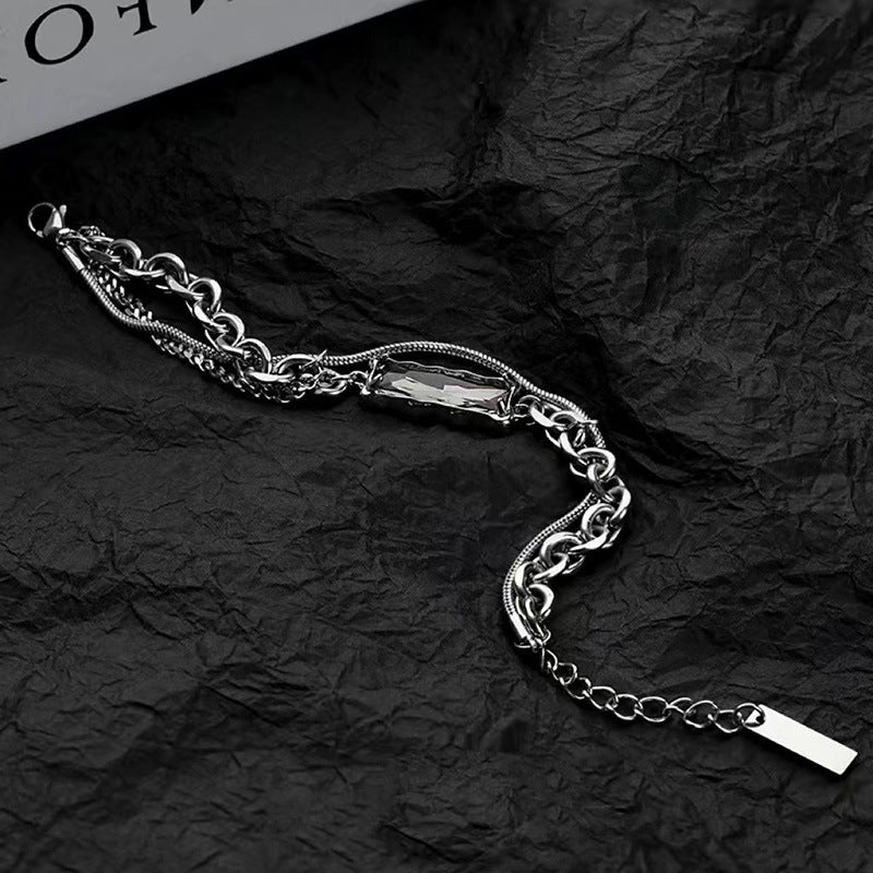 Gray Agate Chain Bracelet – Trendy Titanium Steel Design