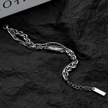 Gray Agate Chain Bracelet – Trendy Titanium Steel Design