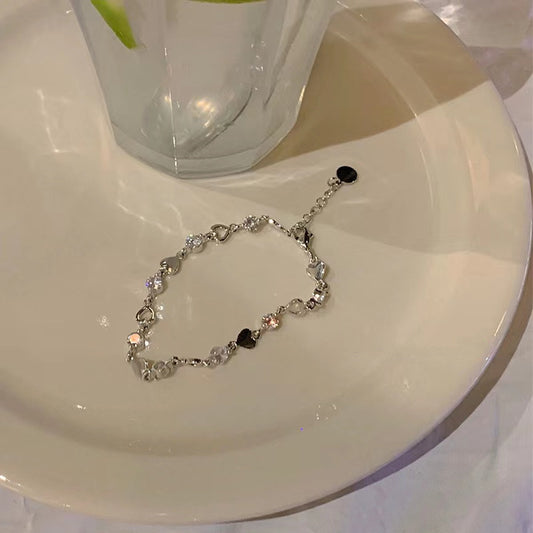 Zircon Heart Charm Bracelet – Dainty Sparkling Jewelry for Women