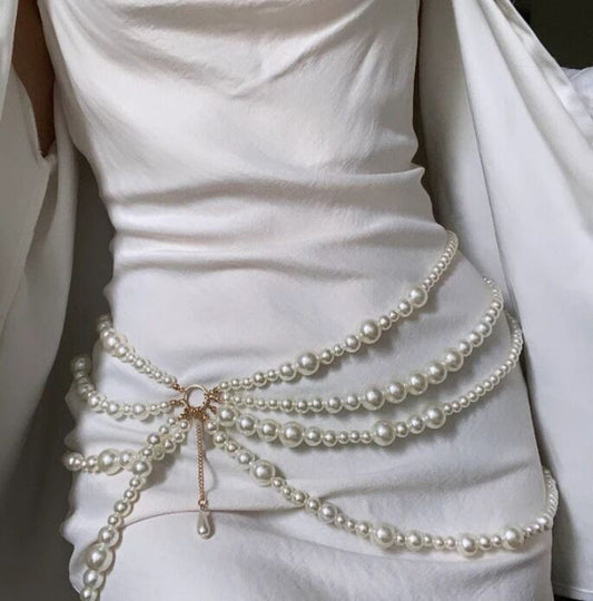 Vintage Pearl Beaded Waist Chain