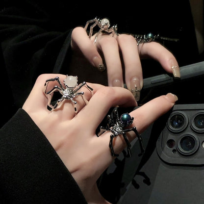 Gothic Retro Spider Moonstone Ring