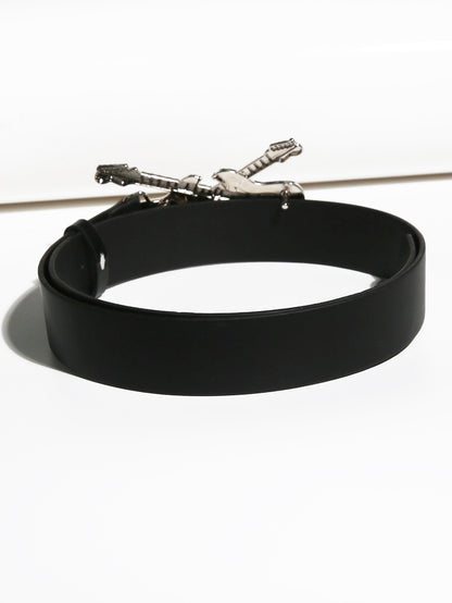 Streetwear Guitar Pu Leather Alloy Women's Leather Belts