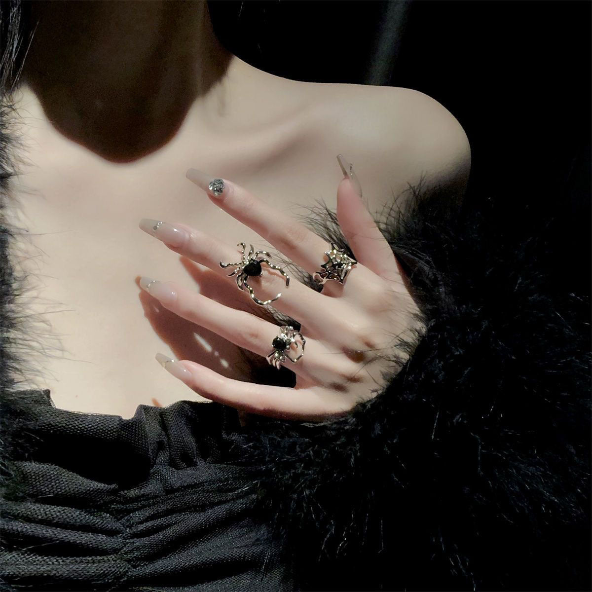 Gothic Spider Alloy Irregular Plating Halloween Women's Open Rings
