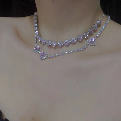 Glam Pink Heart Choker