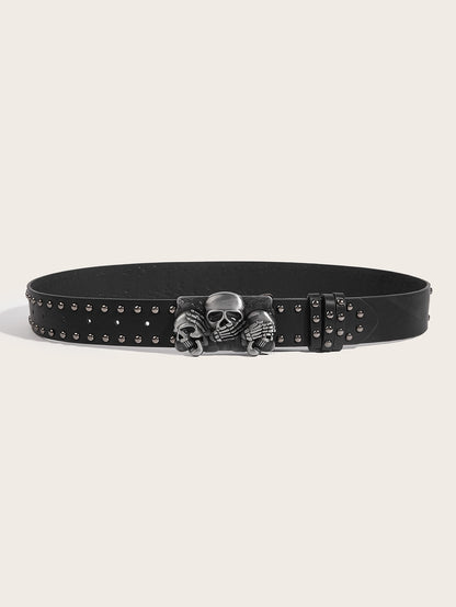 Exaggerated Punk Skull PU Leather Alloy Women's Leather Belts
