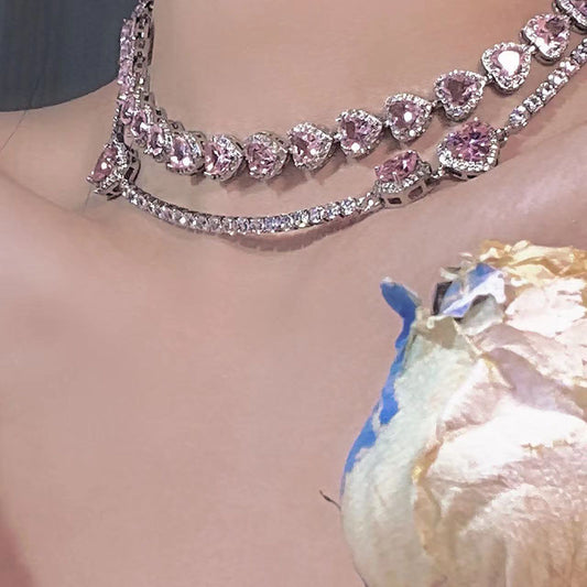 Glam Pink Heart Choker