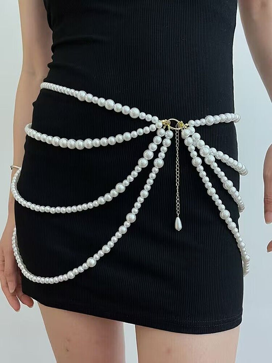 Vintage Pearl Beaded Waist Chain