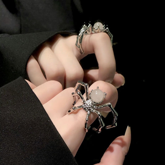 Gothic Retro Spider Moonstone Ring