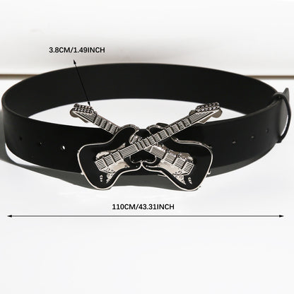 Streetwear Guitar Pu Leather Alloy Women's Leather Belts