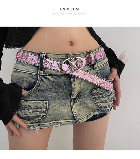 Vintage Style Streetwear Solid Color Pu Leather Alloy Women's Leather Belts