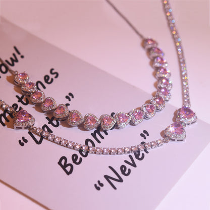 Glam Pink Heart Choker