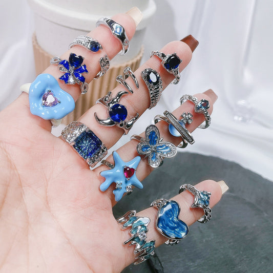 Ocean Dream Blue Sapphire Adjustable Ring