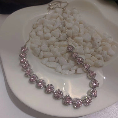 Glam Pink Heart Choker