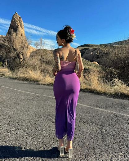 Women's Gradient Tube Top Bodycon Maxi Dress – Sexy Sleeveless Slim Fit Evening Wear