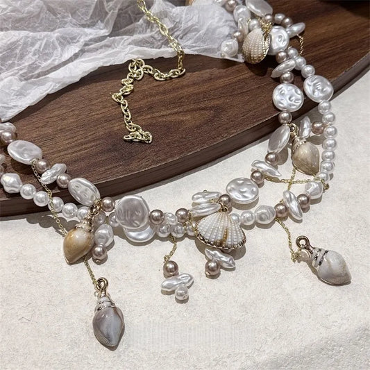 Multi-Layer Shell Pearl Tassel Stacking Waist Chain