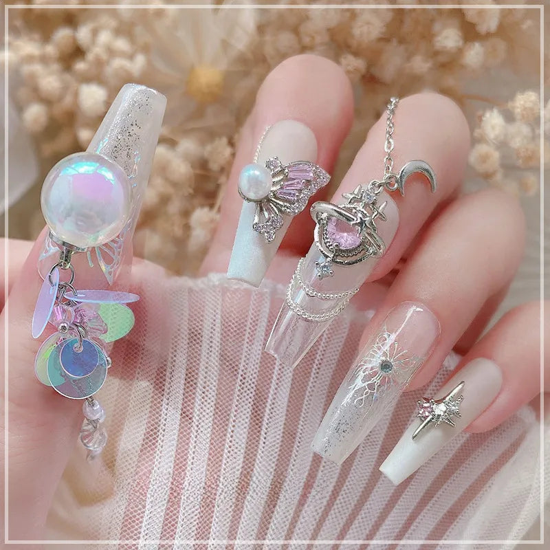 Delicate Pink Crystal Nail Charms (Code-ZX#409)