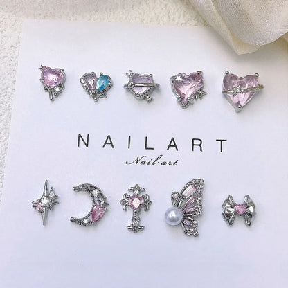 Delicate Pink Crystal Nail Charms (Code-ZX#409)