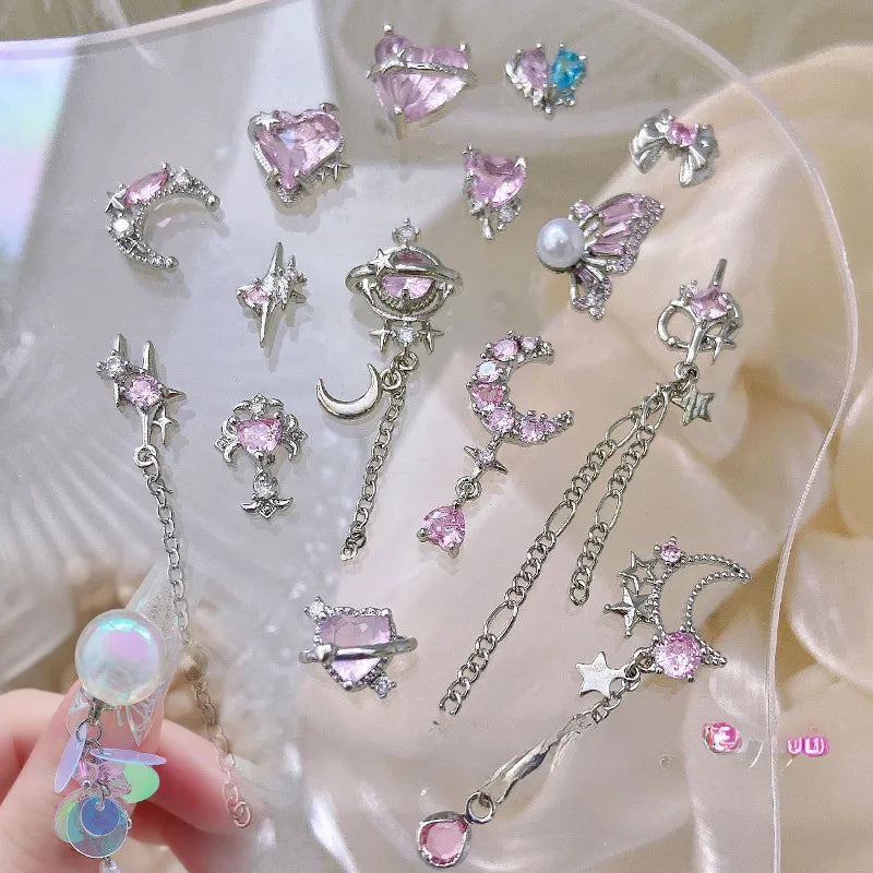 Delicate Pink Crystal Nail Charms (Code-ZX#409)