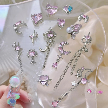 Delicate Pink Crystal Nail Charms (Code-ZX#409)