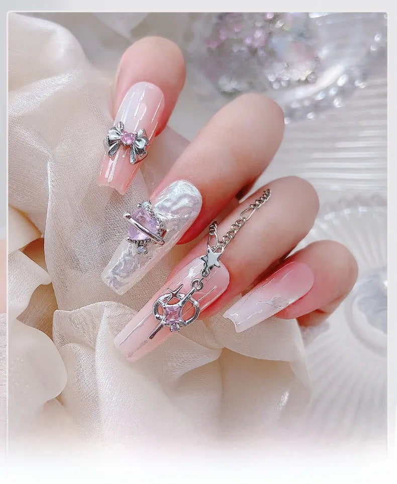 Delicate Pink Crystal Nail Charms (Code-ZX#409)