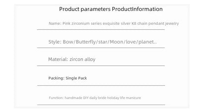 Delicate Pink Crystal Nail Charms (Code-ZX#409)