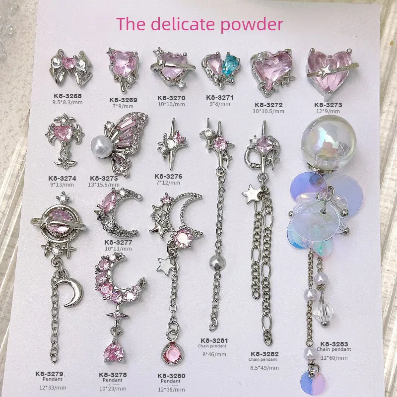 Delicate Pink Crystal Nail Charms (Code-ZX#409)