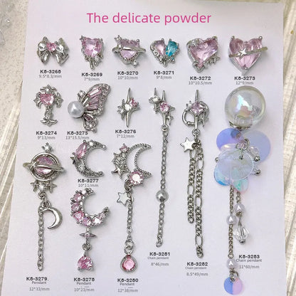 Delicate Pink Crystal Nail Charms (Code-ZX#409)