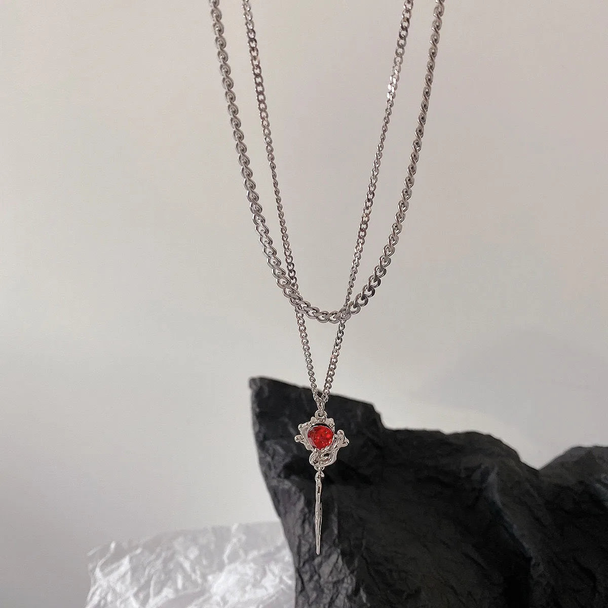 Dark Romance Rose Necklace
