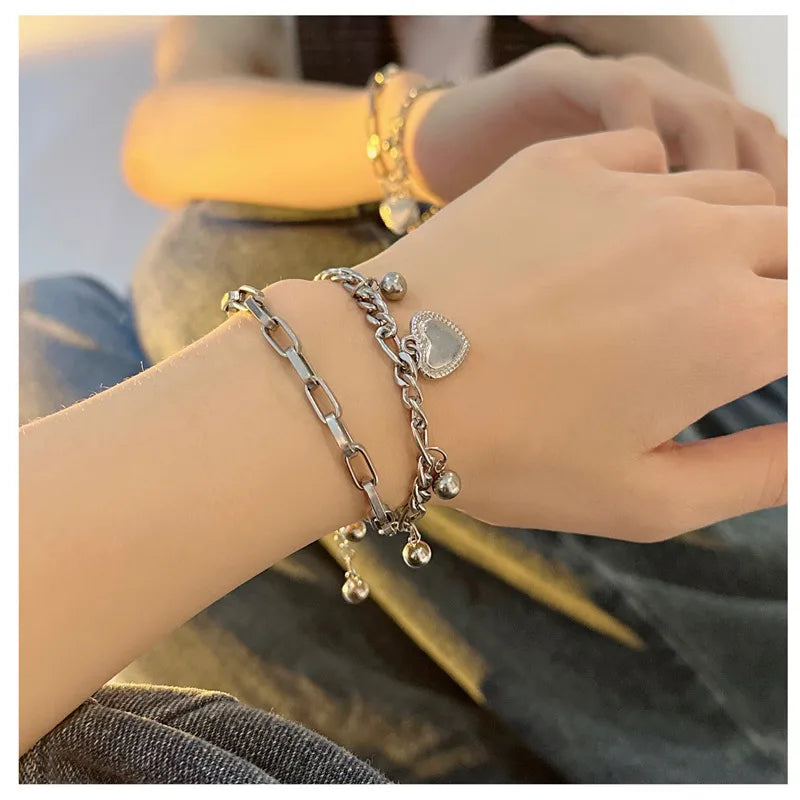 Dual Charm Heart Chain Bracelet (Code: ZX#620)