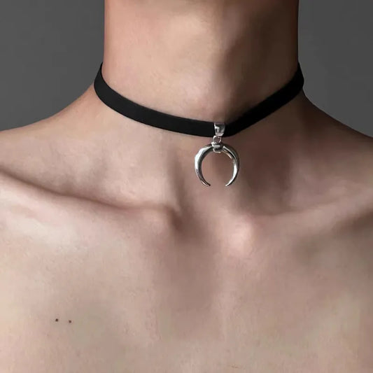 Moon Pendant Choker Necklace