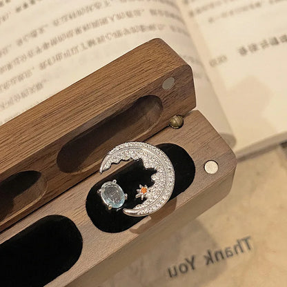 Aquamarine Sparkle Crystal Open Ring (Product Code: ZX#656) 💎