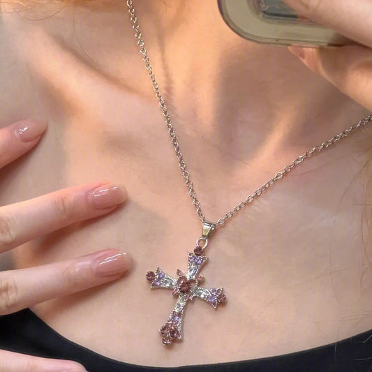 Gothic Diamond Cross Necklace