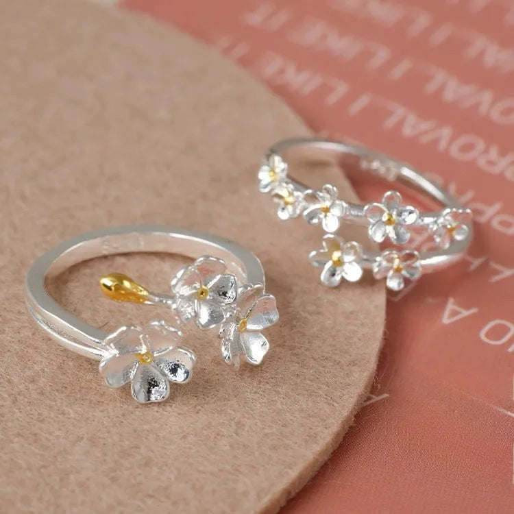 Vintage Silver Flower Ring – Retro European Court Style(Code: ZX#118)