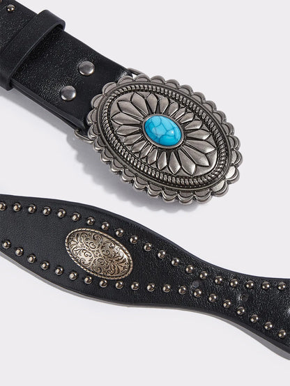 Western Turquoise Buckle Belt Collection (Code-ZX#746)