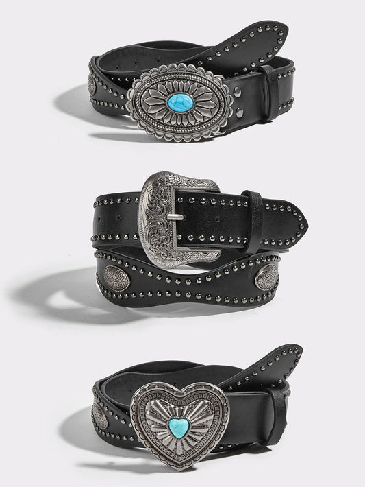 Western Turquoise Buckle Belt Collection (Code-ZX#746)