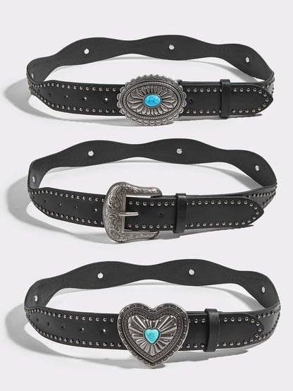 Western Turquoise Buckle Belt Collection (Code-ZX#746)