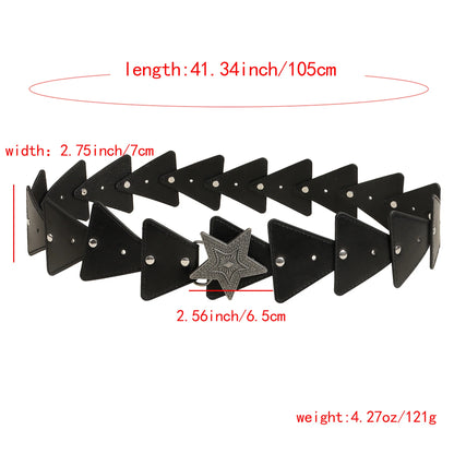 Vintage Style Bohemian Streetwear Pentagram PU Belt Buckle Women's Leather Belts