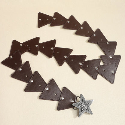 Vintage Style Bohemian Streetwear Pentagram PU Belt Buckle Women's Leather Belts