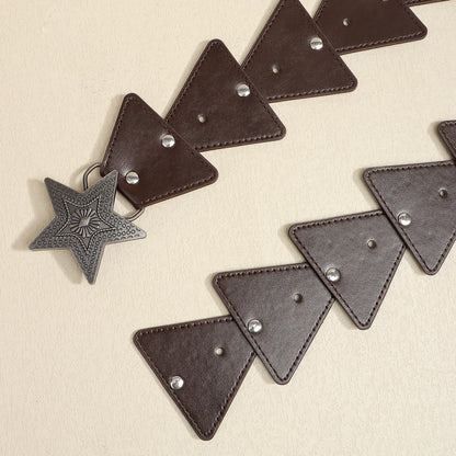 Vintage Style Bohemian Streetwear Pentagram PU Belt Buckle Women's Leather Belts