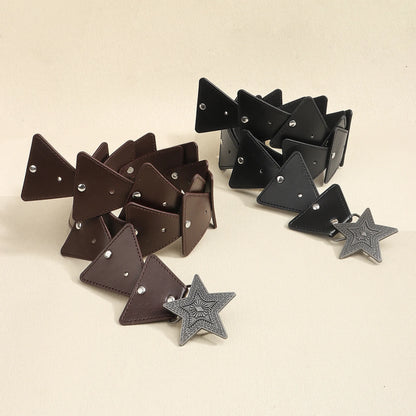 Vintage Style Bohemian Streetwear Pentagram PU Belt Buckle Women's Leather Belts