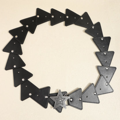 Vintage Style Bohemian Streetwear Pentagram PU Belt Buckle Women's Leather Belts