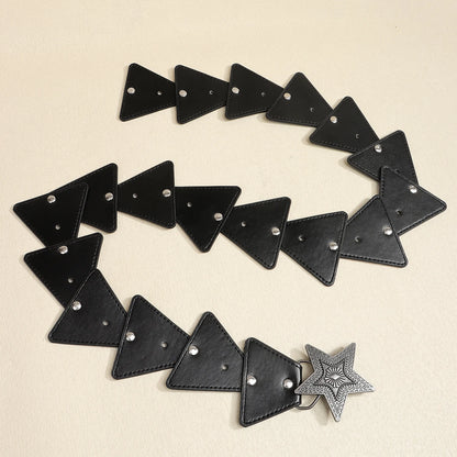 Vintage Style Bohemian Streetwear Pentagram PU Belt Buckle Women's Leather Belts