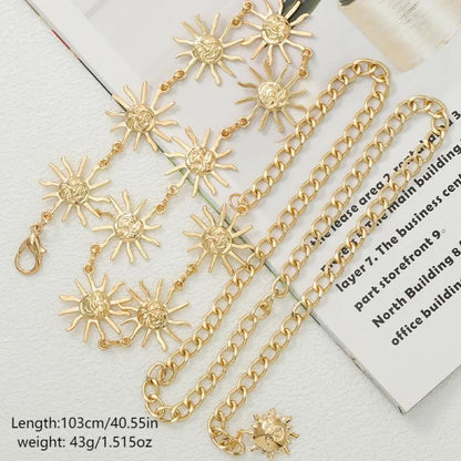 Artistic Sun Waist Chain – Bohemian Silver Alloy Belly Chain with Sunflower Charms