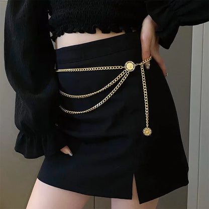 Gold Waist Chain – Layered Alloy Body Chain Belt for Women
