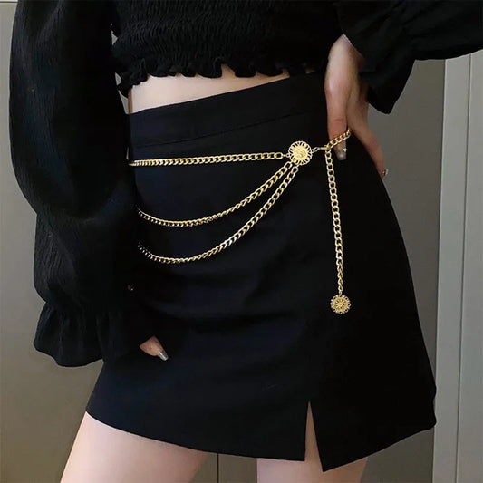 Gold Waist Chain – Layered Alloy Body Chain Belt for Women