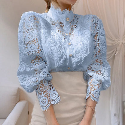 Women’s British Style Patchwork Blouse – Solid Color Long Sleeve Shirt