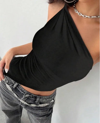 Women's Casual Elegant Sleeveless T-Shirt – Solid Color Streetwear Style
