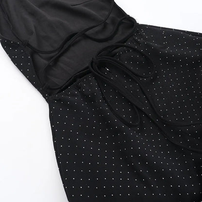 Women's Elegant Halter Neck Polka Dot Mini Dress – Sexy Backless Sleeveless Ruffle Hem Party Outfit (Code: ZX#231)